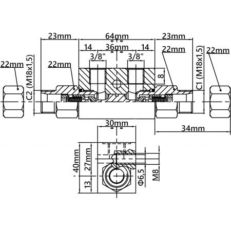 ZAWÓR HYDRAULICZNY ZWROTNY BLIŹNIACZY VBPDE BLOKADA DO SIŁOWNIKA 3/8 35L